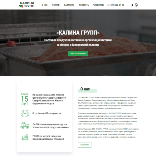 Разработка сайта для ООО «КАЛИНА ГРУПП»